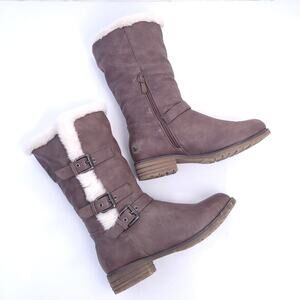 Dream Pairs Boots Women Size 10 Brown MidCalf, Faux Fur Lined, Side Zipper